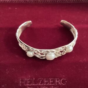 White Cultured Freshwater Pearl .925 Sterling Silver Cuff Bracelet